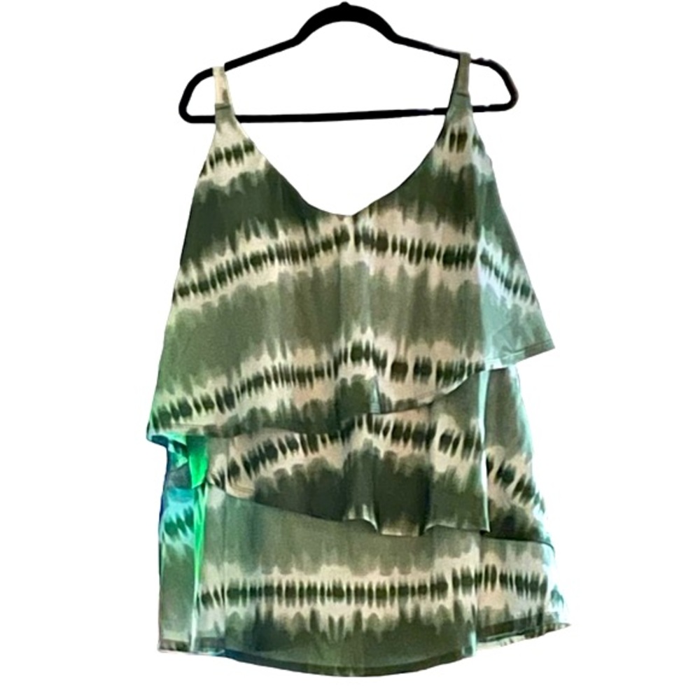 Swim By Cacique Tankini Top and bottom set Green Tie Dye Print Size 30/32 - Picture 2 of 16